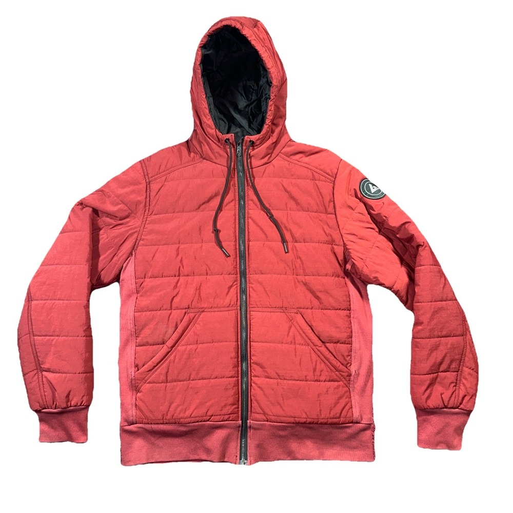 American Giant Performance Puffer Large Full Zip Hooded Heavy Jacket Maroon